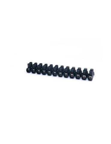 Lote de 10 Unidades Regleta de Conexión 12 Polos 16 mm² Negra TEKOX