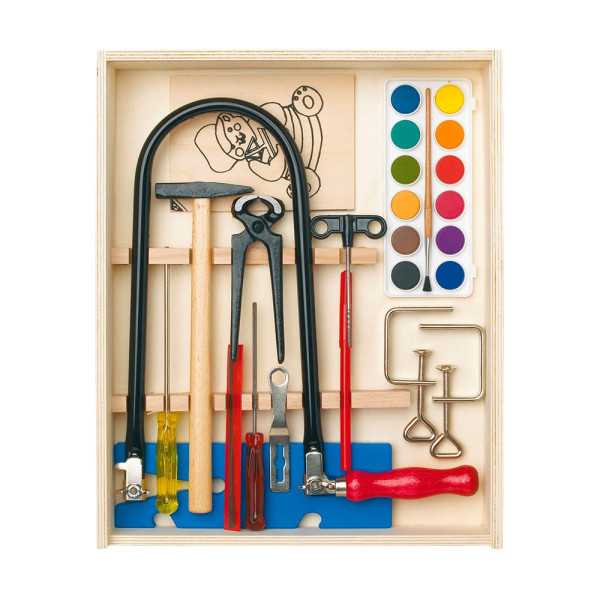 Caja de Madera con Kit de Marquetería y Pinturas, 16 Piezas PEBARO