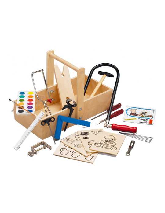 Caja de Carpintería y Marquetería Infantil con Mesa de Trabajo PEBARO