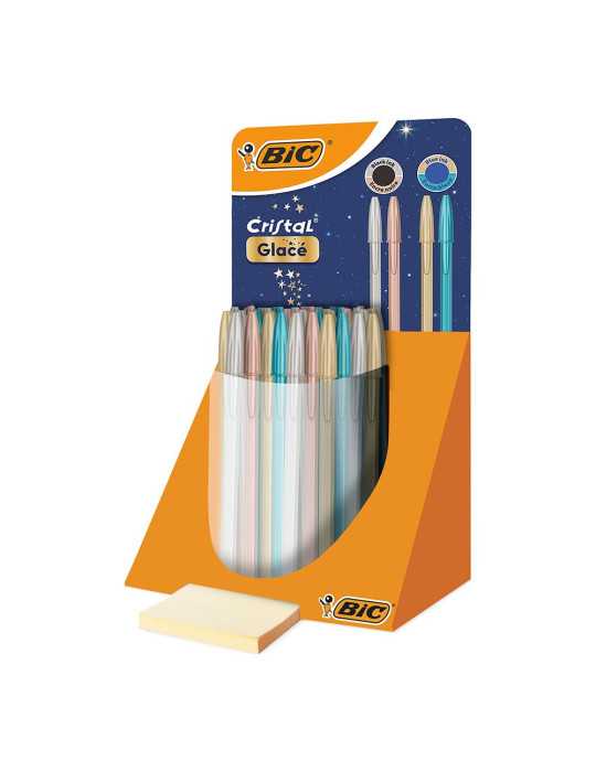 Bolígrafo Cristal Glacé, Tinta Azul/Negra, 40 uds, Expositor BIC