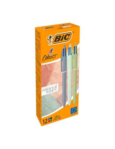 Bolígrafo Mineral Tones, Tinta 4 Colores, 12 uds, Caja BIC