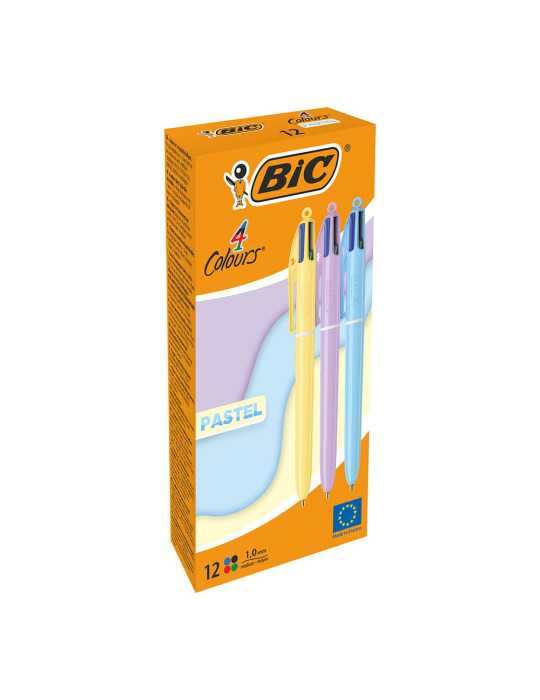 Bolígrafo Colores Pastel, Tinta 4 Colores, 12 uds, Caja BIC