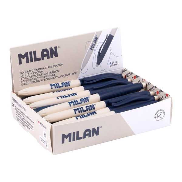 Bolígrafo Borrable por Fricción P1 Tinta Azul, 25 uds, Expositor MILAN