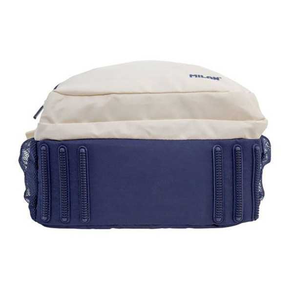Mochila Escolar 4 Cremalleras, 430 Serie 1918, Beige y Azul Marino, 25 L MILÁN