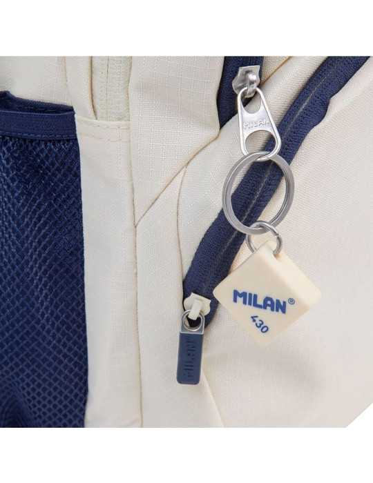 Mochila Escolar 4 Cremalleras, 430 Serie 1918, Beige y Azul Marino, 25 L MILÁN