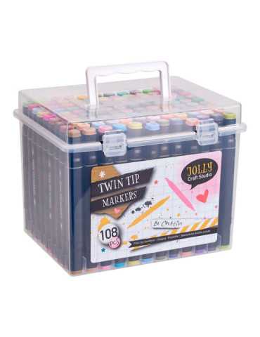 Marcadores de Colores con Doble Punta, 108 uds, Caja BASICS