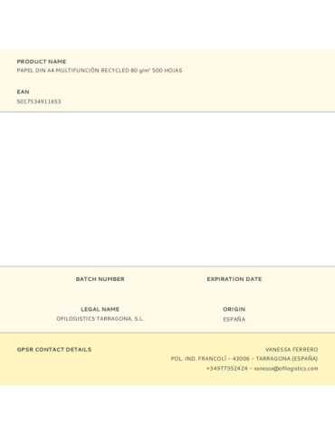 Lote de 5 Unidades Papel DIN A4 Multifunción Recycled 80 g/m² 500 Hojas XEROX 2