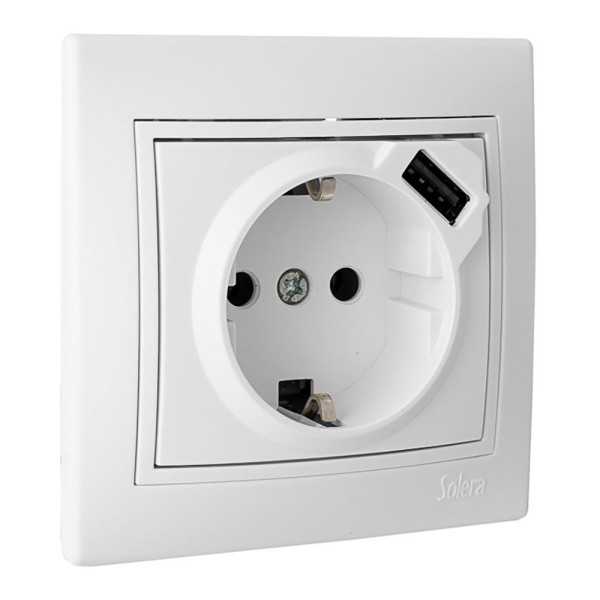 Base Bipolar con T/Tl 16A 250V USB 16A Serie Europa ERP60USB-U SOLERA