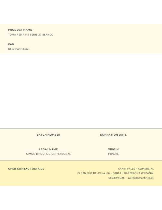 Toma Red RJ45 Serie 27 Blanco SIMON