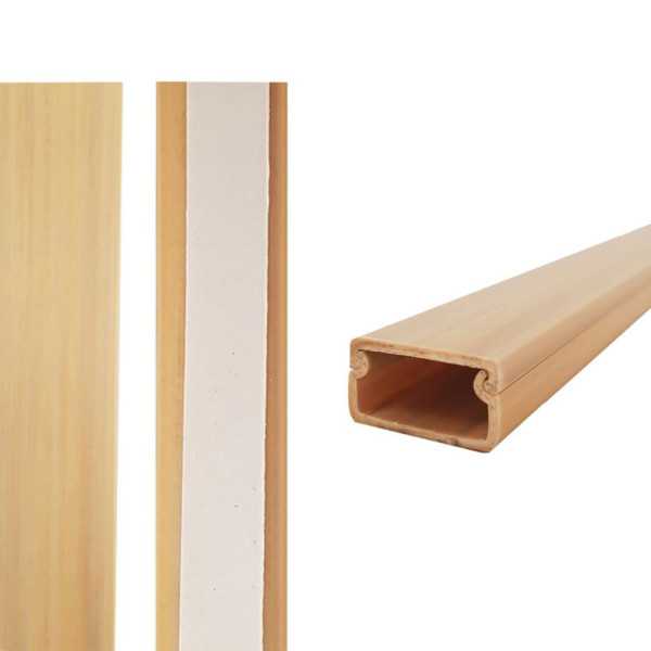 Lote de 26 Unidades Mini Canal Adhesiva Madera Clara 2 m 19 x 11 mm (Precio por Metro) EDM