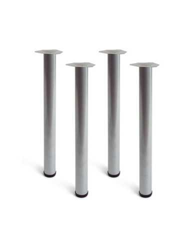 Pata Cilíndrica de Mesa, Modelo 4406, de Acero en Color Aluminio, Ø60 x 710 mm, 4 uds REI