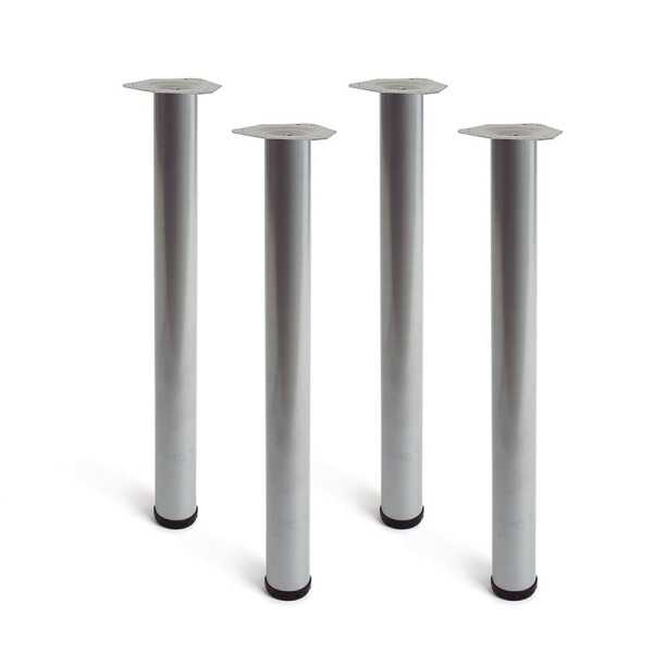 Pata Cilíndrica de Mesa, Modelo 4406, de Acero en Color Aluminio, Ø60 x 710 mm, 4 uds REI