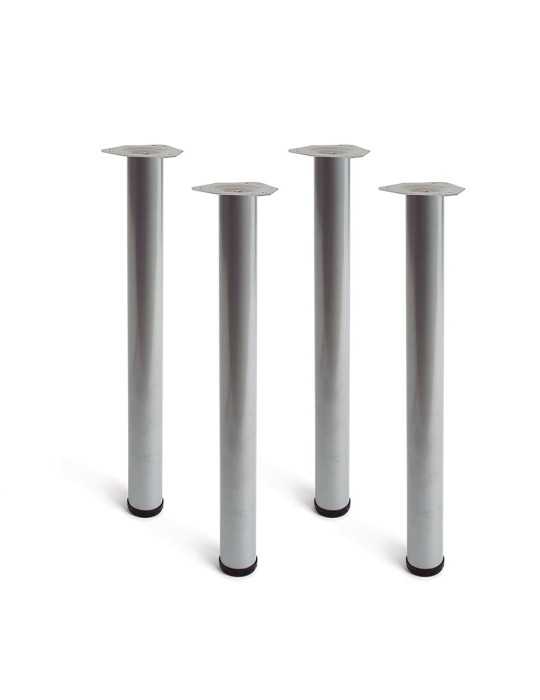 Pata Cilíndrica de Mesa, Modelo 4406, de Acero en Color Aluminio, Ø60 x 710 mm, 4 uds REI