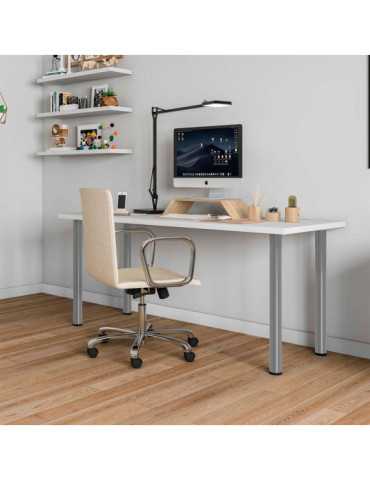 Pata Cilíndrica de Mesa, Modelo 4406, de Acero en Color Aluminio, Ø60 x 710 mm, 4 uds REI 2