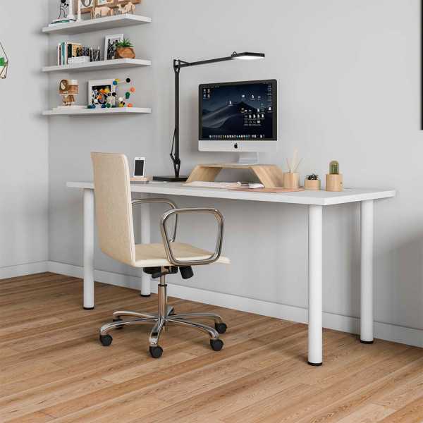 Pata Cilíndrica de Mesa, Modelo 4406, de Acero en Color Blanco, Ø60 x 710 mm, 4 uds REI