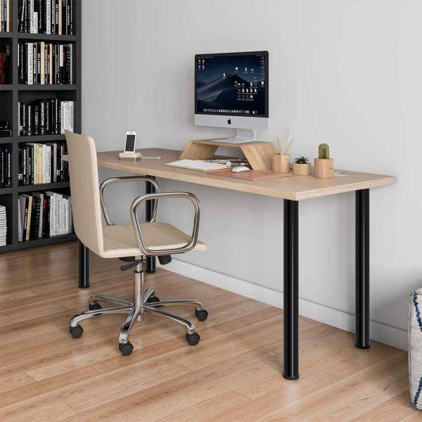 Pata Cilíndrica de Mesa, Modelo 4406, de Acero en Color Negro, Ø60 x 710 mm, 4 uds REI