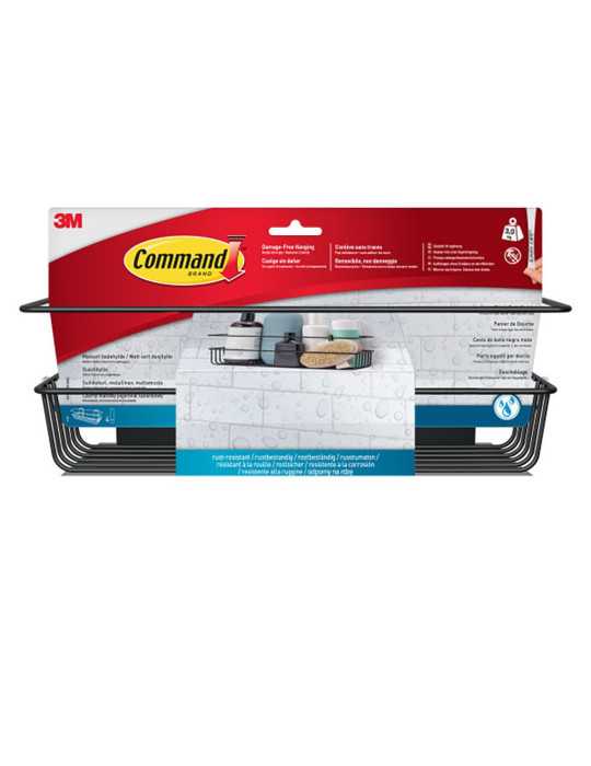 Command Cesto de Baño, Negro Mate, 32,5 x 9,5 x10 cm, 1 ud + 4 Tiras, Máx 3 Kg 3M