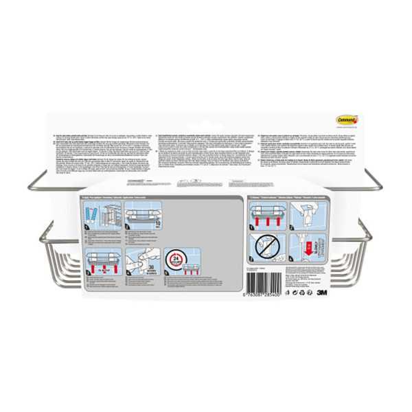 Command Cesto de Baño, Níquel Satinado, 32,5 x 9,5 x10 cm, 1 uds + 4 Tiras, Máx 3 Kg 3M