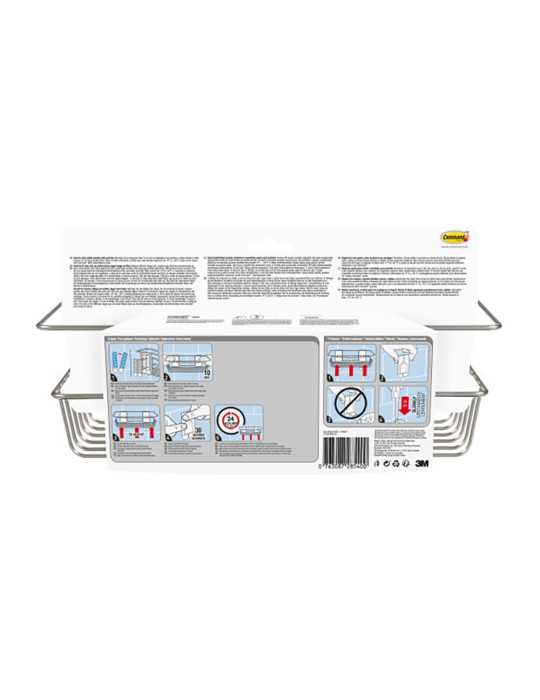 Command Cesto de Baño, Níquel Satinado, 32,5 x 9,5 x10 cm, 1 uds + 4 Tiras, Máx 3 Kg 3M