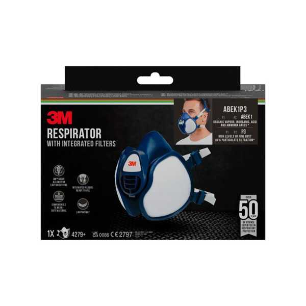 Mascarilla con Filtros Integrados 4279+, Filtros Combinados ABEK1P3 3M