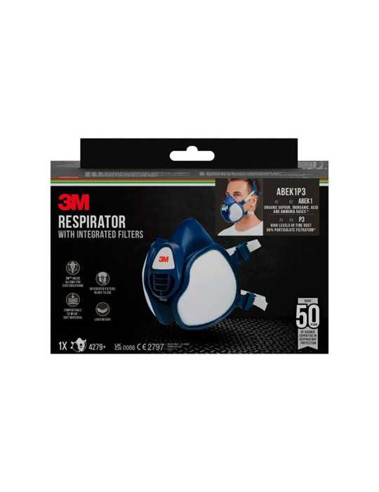 Mascarilla con Filtros Integrados 4279+, Filtros Combinados ABEK1P3 3M