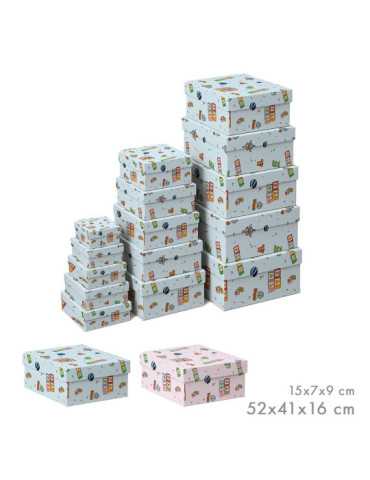 Cajas de Almacenamiento Encajables, Diseño Infantil, Medidas Variadas, Set 15 Piezas CAISON