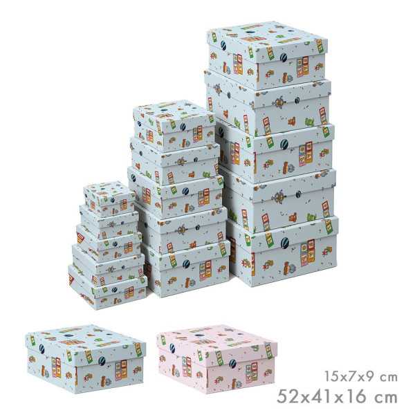 Cajas de Almacenamiento Encajables, Diseño Infantil, Medidas Variadas, Set 15 Piezas CAISON
