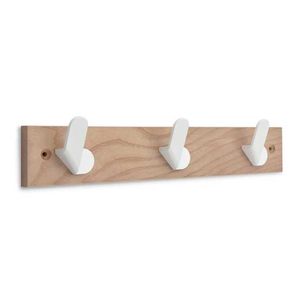 Colgador de Fresno Modelo Nordik con 3 Perchas Blancas 360 x 68 x 51 mm INOFIX