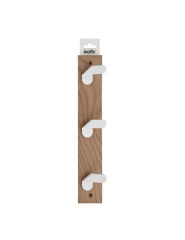 Colgador de Fresno Modelo Nordik con 3 Perchas Blancas 360 x 68 x 51 mm INOFIX 2