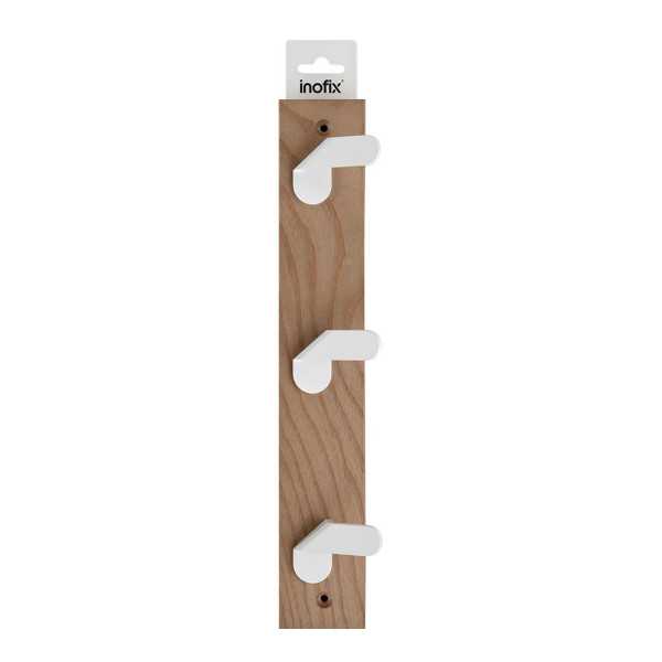Colgador de Fresno Modelo Nordik con 3 Perchas Blancas 360 x 68 x 51 mm INOFIX