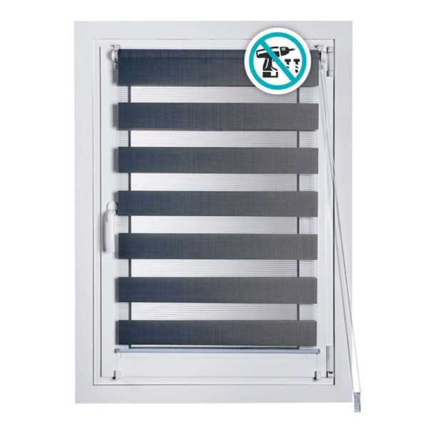 Estor Enrollable Clip & Fix, Noche & Dia, Plata 120 x 180 cm CINTACOR - STOR PLANET
