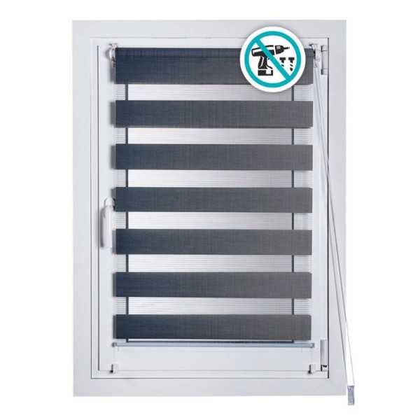 Estor Enrollable Clip & Fix, Noche & Dia, Plata 150 x 180 cm CINTACOR - STOR PLANET