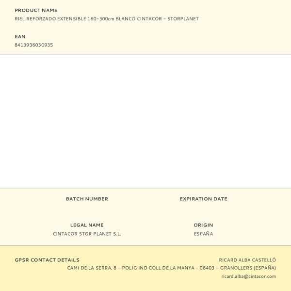 Riel Reforzado Blanco Extensible de 160 - 300 cm CINTACOR
