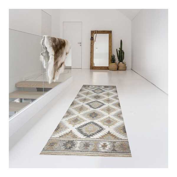 Alfombra Vinílica Estampada Kilim Grises, 60 x 200 cm CROMA COLLECTION