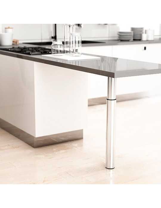 Pata Extensible Cilíndrica, Modelo 406E, de Acero con Acabado Cromo Brillo, Ø60 x 710/1100 mm REI