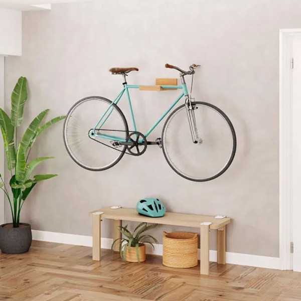 Soporte Fijo para Bicicleta, Modelo 2-8062.90, de Madera de Haya con Acabado Lacado, 10 x 20 x 36 cm REI