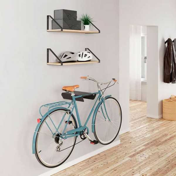 Soporte Fijo para Bicicleta, Modelo 2-8070.18, de Acero con Acabado Negro Mate, 36,5 x 28 x 8,5 cm REI