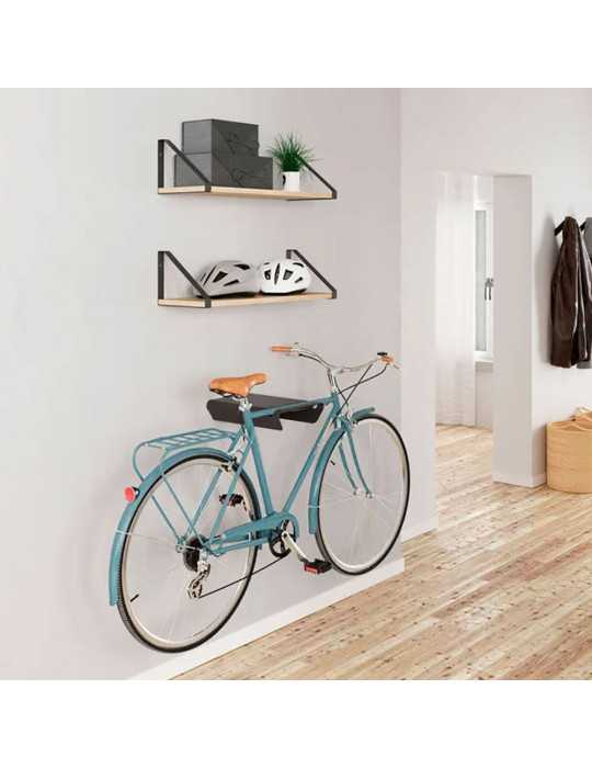 Soporte Fijo para Bicicleta, Modelo 2-8070.18, de Acero con Acabado Negro Mate, 36,5 x 28 x 8,5 cm REI