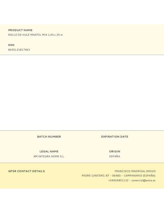 Rollo de Hule Mantel Mix 1,40 x 25 m EXMA
