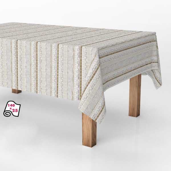 Rollo de Hule Antimanchas Rayas Beige 1,40 x 25 m EXMA
