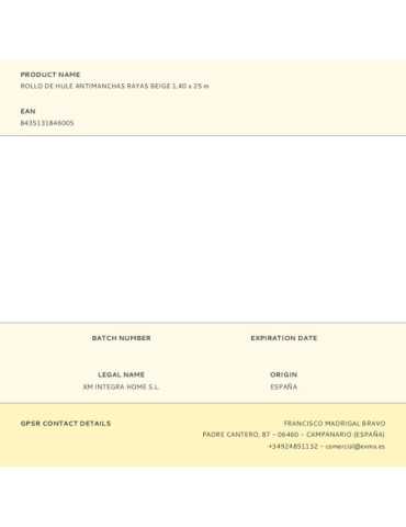 Rollo de Hule Antimanchas Rayas Beige 1,40 x 25 m EXMA 2