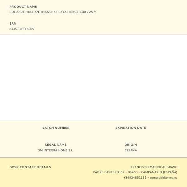 Rollo de Hule Antimanchas Rayas Beige 1,40 x 25 m EXMA