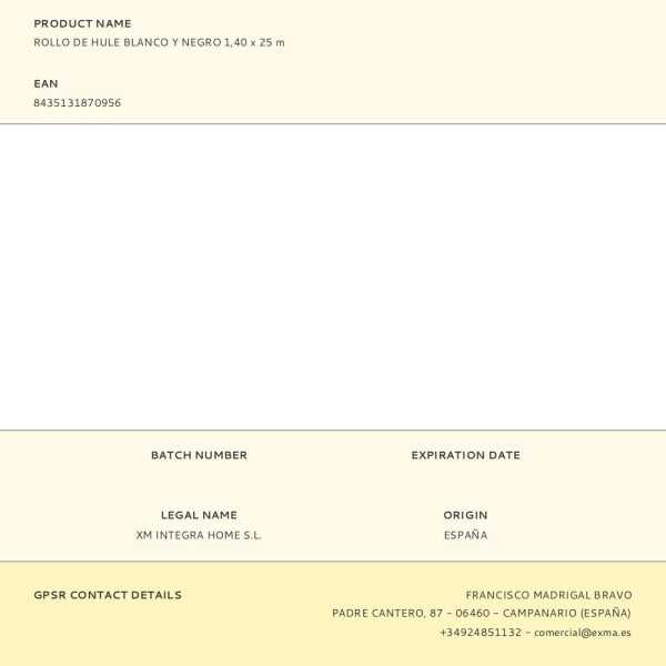 Rollo de Hule Blanco y Negro 1,40 x 25 m EXMA
