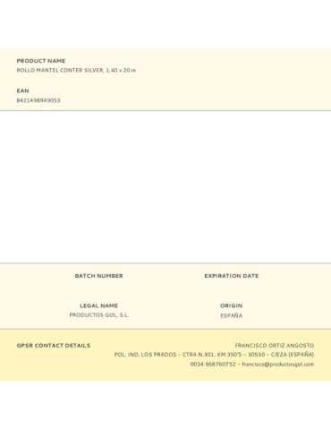 Rollo Mantel Conter Silver 1,40 x 20 m GOL 2
