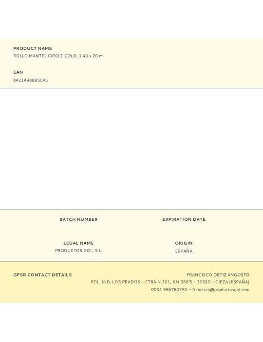 Rollo Mantel Circle Gold 1,40 x 20 m GOL