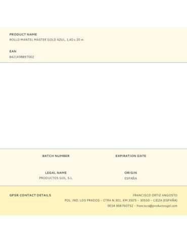 Rollo Mantel Master Gold Azul 1,40 x 20 m GOL 2