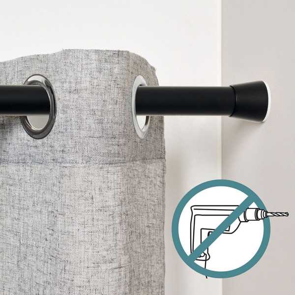 Barra Extensible Multiuso A Presión sin Taladro, Negra, Ø2,8 - 2,5 x 140 - 250 cm CINTACOR - STORPLANET