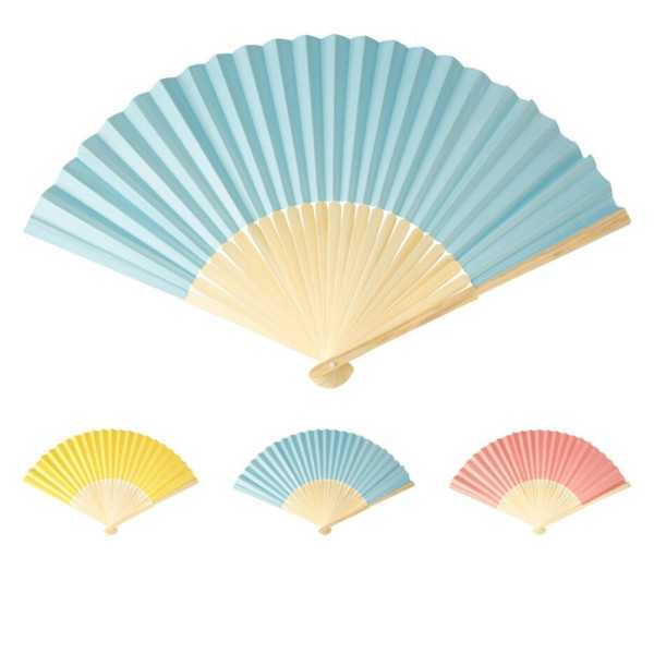 Lote de 12 Unidades Abanico Plegable de Papel y Bambú, Colores Surtidos, Ø45 x 26,5 cm BASICS