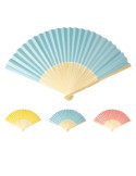 Lote de 12 Unidades Abanico Plegable de Papel y Bambú, Colores Surtidos, Ø45 x 26,5 cm BASICS