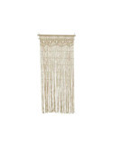 Cortina de Macramé Beige con Barra de Madera Clara, para Puerta, 90 x 200 cm DECORIS